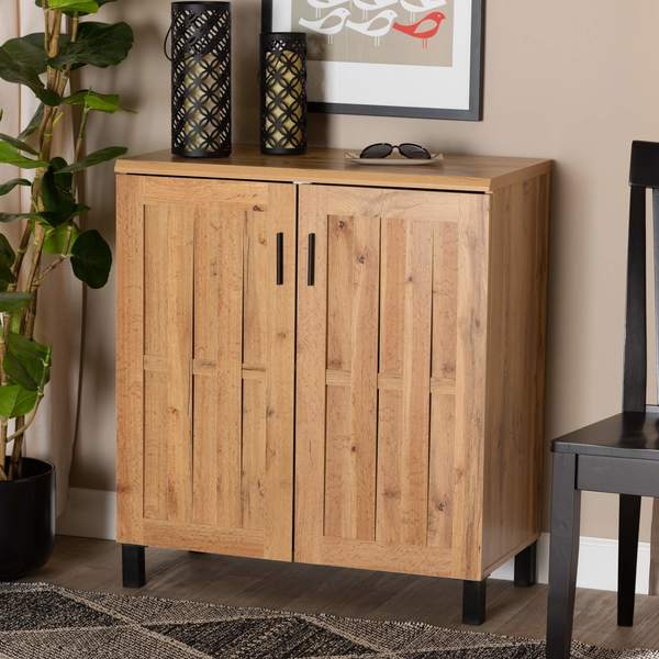 Baxton Studio Excel Modern and Contemporary Oak Brown Finished Wood 2-Door Storage Cabinet 189-11995-ZORO